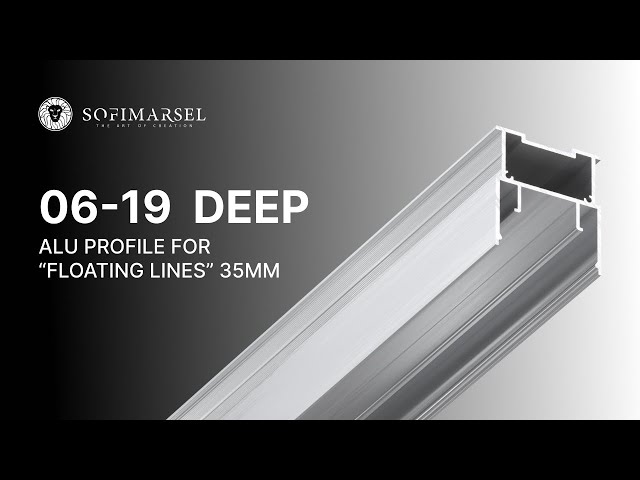 5 06-1906-19 DEEP ALU PROFILE FOR “FLOATING LINES” D33 (35 MM)15 06-1906-19 DEEP ALU PROFILE FOR “FLOATING LINES” D33 (35 MM) 06-19 PROFIL «LICHTLINIE» MIT DIFFUSOR 33MM